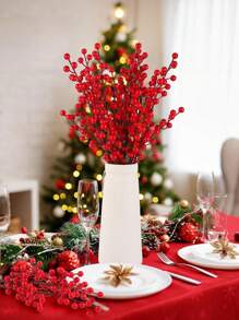 MEHELANY 2 Cái/1 Cái Quả mọng đỏ nhân tạo, Cây giả trang trí Tết Nguyên đán Trung Quốc màu đỏ, Cây giả trang trí PE màu đỏ, Củ quả mọng nhân tạo màu đỏ để trang trí, Trang trí lễ hội mùa xuân, Trang trí tiệc tùng, Trang trí tiệc mừng năm mới, Ngày lễ tình nhân, Quà tặng - Chữ thập đỏ-6 - Xem 4