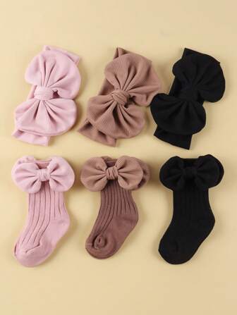 3pcs/Set Baby Hair Accessories Set - Headband + Socks, Suitable For Everyday Use Love Valentine