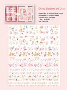 [20 件/盒] 复古人物系列日本和纸胶带和贴纸套装，包括 10 件贴纸 + 10 卷胶带，可爱动漫印花装饰胶带和贴纸，适用于剪贴簿、子弹日记、女孩配饰 - 手帳膠帶套裝[含10張貼紙+10卷膠袋] - 查看 7