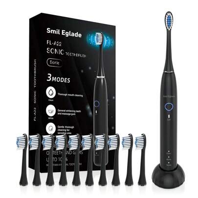 NBGRLVS Electric Toothbrush For Adults - Rechargeable, 4 Brush Heads, 3 Modes, 2min Timer, 6h Fast Charge, Ideal For Travel
