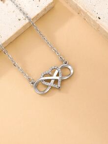 Dây chuyền trái tim vô cực, mặt dây chuyền tình yêu tinh tế, dây chuyền đá quý bạc, quà tặng kỷ niệm, quà tặng sinh nhật, trang sức cưới, dây chuyền tình bạn - Bạc - Xem 2