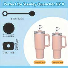 7 包可重复使用硅胶防漏吸管塞，包含 2 个防尘吸管盖、2 个方形防漏塞和 2 个圆形防溢塞、1 个吸管清洁刷