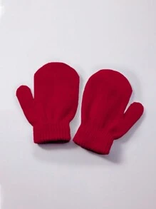 1pair Kids Plain Knit Mittens Gloves, Outdoor Cold Proof Casual Versatile Winter Warm Gloves - Children's Knitted Gloves - View 40