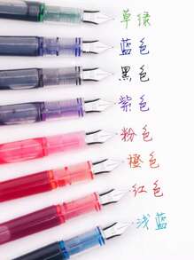 8pcs /16pcs Quick Drying Fine Point Plastic Fountain Pens With Click-Off Cap, EF Nib Disposable Direct Fill Ink Pens Back To School - 8pcs Color (opp Bag) - View 5