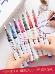 8pcs /16pcs Quick Drying Fine Point Plastic Fountain Pens With Click-Off Cap, EF Nib Disposable Direct Fill Ink Pens Back To School - 8pcs Color (opp Bag) - View 1