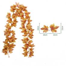 1 件人造秋季枫叶花环悬挂藤蔓花环人造秋叶花环感恩节装饰适用于家庭婚礼壁炉派对圣诞节 - 彩色 - 查看 10