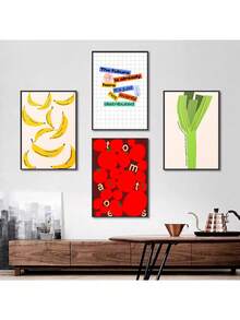 1pc Nhà bếp Áp phích thực phẩm trái cây màu sắc tươi sáng Cà chua Chuối Hành lá Tranh vải Canvas Nghệ thuật treo tường Hình ảnh Phòng ăn Trang trí nhà Không có khung - Nhiều màu - Xem 4