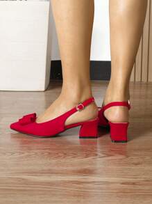 Nuevos zapatos de tacón alto rojos de moda para mujer, zapatos de tacón grueso, sandalias de punta, zapatos de verano de tacón medio, Mary Janes para San Valentín