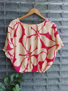 Printed Crop Top/Can't Choose Pattern,We Have New Patterns Every Day We Send The Latest Patterns Every Day We Will Send The Corresponding Color Thank You. - 玫紅色 - 查看 2
