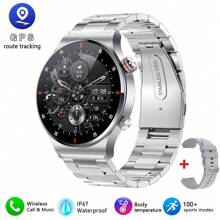 Jooeniok 2024 男士手表 240*240 高清屏幕 AI 语音助手 无线通话 NFC 智能手表 GPS 运动轨迹 IP67 防水计步卡路里户外健身男士手表适用于 Android 和 IOS - 灰色 - 查看 15