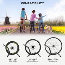 SPORTNOW Bike Floor Stand, Portable Bike Rack For 16"-29" Mountain/Road Bikes Garage Indoor Outdoor Use - Hitam - View 4