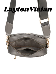 LaytonVivian Women's Crossbody Bag Dashed Stripes Simple Minimalist Crossbody Bag With Reinforced Strap - 灰色 - 查看 2