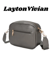 LaytonVivian Women's Crossbody Bag Dashed Stripes Simple Minimalist Crossbody Bag With Reinforced Strap - 灰色 - 查看 4