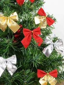 12 件迷你蝴蝶结装饰小巧 DIY 蝴蝶结装饰配件适合作为圣诞树礼物的装饰道具和新年家庭派对装饰 - 彩色 - 查看 9