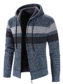 Zipper Jacket With Pocket, Comfortable And Warm Long-Sleeved Jacket, Suitable For Daily Commuting, Street, Outdoor, Travel, Fitness And Casual Wear. - 藍色 - 查看 7