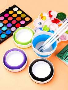 1 chiếc giá đựng cọ nghệ thuật bằng silicon có thể gập lại và xô rửa, để vệ sinh và rửa sạch cọ vẽ, nhỏ gọn và di động - Nhiều màu - Xem 3