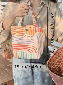 1 件彩虹帆布手提包，工作小手提包，午餐盒，学生上学通勤包 - 彩色 - 查看 5