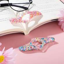 1/2/4 piezas Sujetador de páginas de libro hecho con roca resinada seca, anillo de pulgar transparente, marcapáginas de pulgar hecho a mano y personalizado, accesorios de libro para maestros, amantes de los libros y lectores literarios