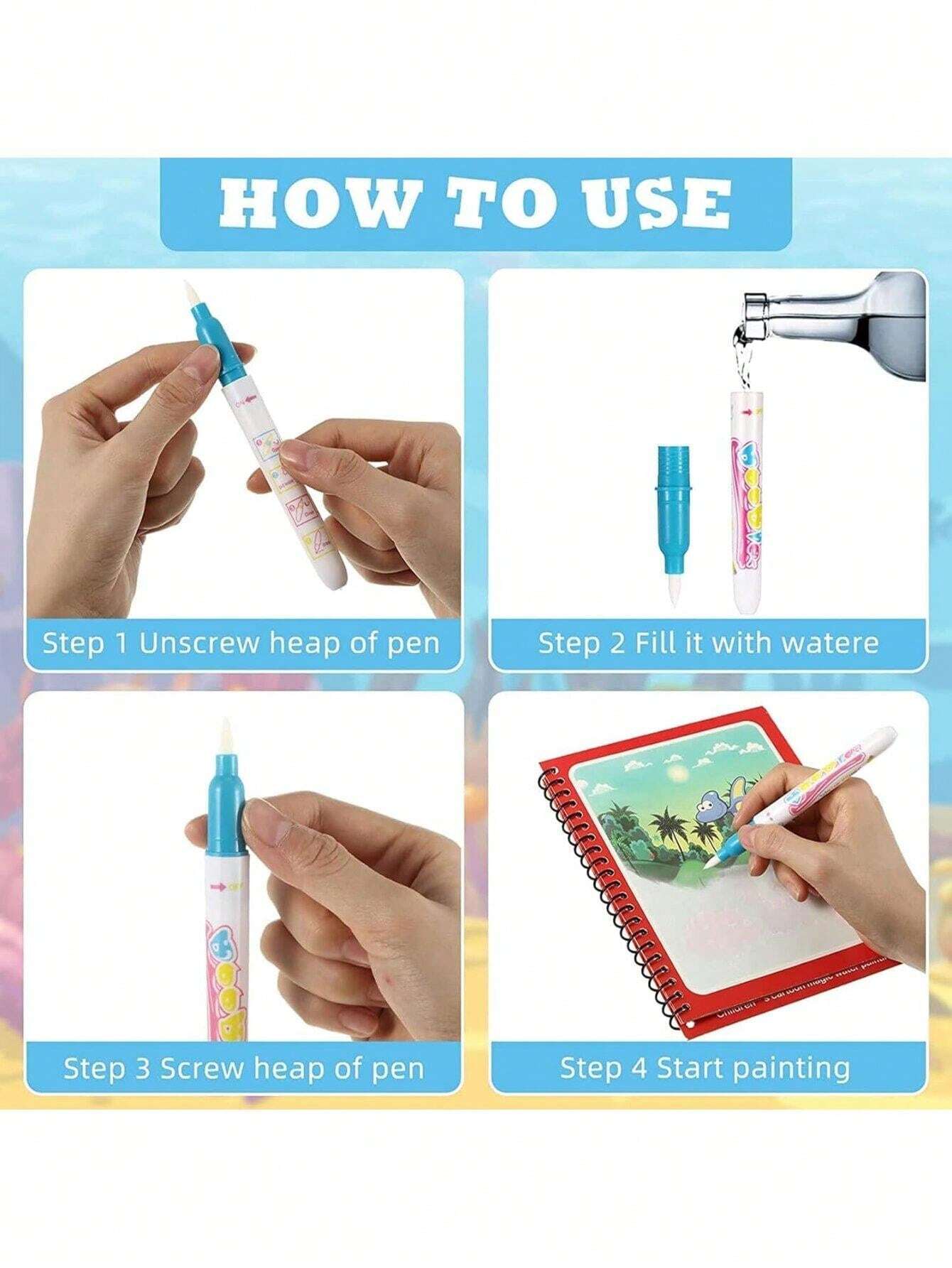 Children's Watercolor Painting Book Can Be Reused With Clear Water And