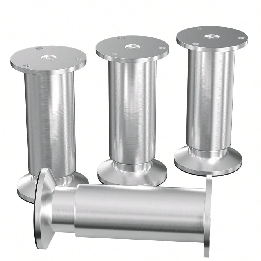 Jiubiaz 4 Stücke/8 Stücke/12 Stücke Möbelfüße Kommode Füße Schranktüren Füße verstellbare Füße Sofa Füße Küchen Aluminium - 4 Stück - Übersicht 1