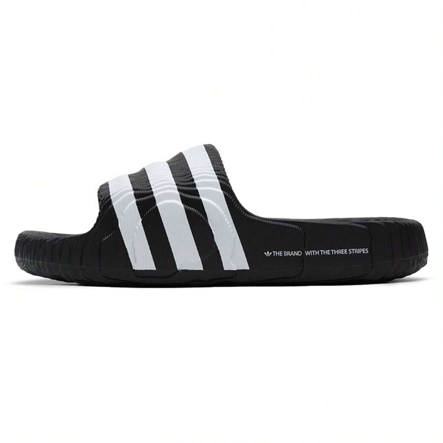 Adidas Originals 三叶草休闲运动拖鞋、户外沙滩人字拖、男女居家凉鞋 - 黑/白 - 查看 1