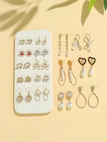 优雅仿珍珠耳夹/耳环 - 复古风格镀金吊坠首饰，适合女性，适合婚礼、派对和日常佩戴 - 查看 2