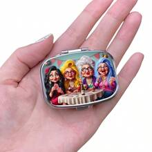 1 pieza Caja de pastillas de moda para mujer - Organizador portátil decorativo de doble compartimento para medicamentos, tabletas, vitaminas con diseño de bolsillo para un fácil transporte y uso móvil