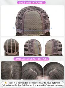 Forehead Shaped Lace 5*1, Forehead Lace Wig, Center Split Wig, Linen Brown 26 Inch Half Braided Everyday Natural, Sleek Realistic Wig (Accessories Not Included)