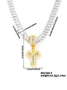 1 buah Kalung Liontin Huruf Tembaga Bergaya dengan Batu Zirkonia Kubik, Gaya Hip Hop Unisex - Gaya tiga - View 10