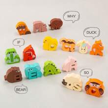 Bộ xếp hình chữ cái và động vật bằng gỗ 52 mảnh - Trò chơi ghép hình ABC giáo dục trẻ em, Phát triển kỹ năng vận động tinh, Đồ chơi hoạt động học tập cho trẻ mẫu giáo Quà tặng hoàn hảo - Câu đố bảng chữ cái sáng tạo - Xem 5