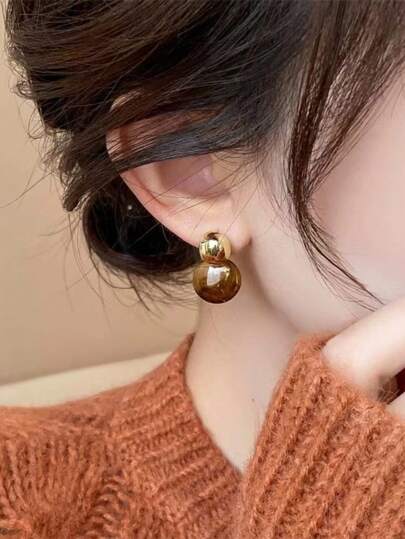 1 Pair European And American Classic Versatile Tie Dye Circular Earrings, Elegant Fashion Earrings For Women, Luxury High-End Autumn/Winter