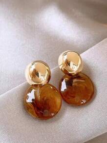 1 Pair European And American Classic Versatile Tie Dye Circular Earrings, Elegant Fashion Earrings For Women, Luxury High-End Autumn/Winter