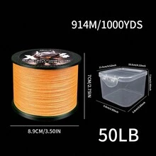 Chelesh 1000m 4 股编织橙色 PE 钓鱼线，多用途包装，咸水和淡水，10-100 磅，适用于诱饵钓鱼，耐用、顺畅、远距离抛投，钓鱼礼物，节日装饰 - 橘色 - 查看 19