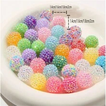 10pcs Assorted Colors 14mm/16mm/18mm/20mm Full Drill Rhinestone Beads, For DIY Bracelets,Keychain, Pendant, Earrings