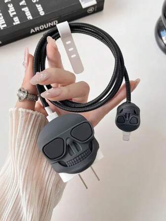 4pcs Skull Design Charger Protector Case Compatible With Iphone 11/12/13/14/15, 18W/20W Charger Adapter Protector Gift For Boyfriend/Girlfriend