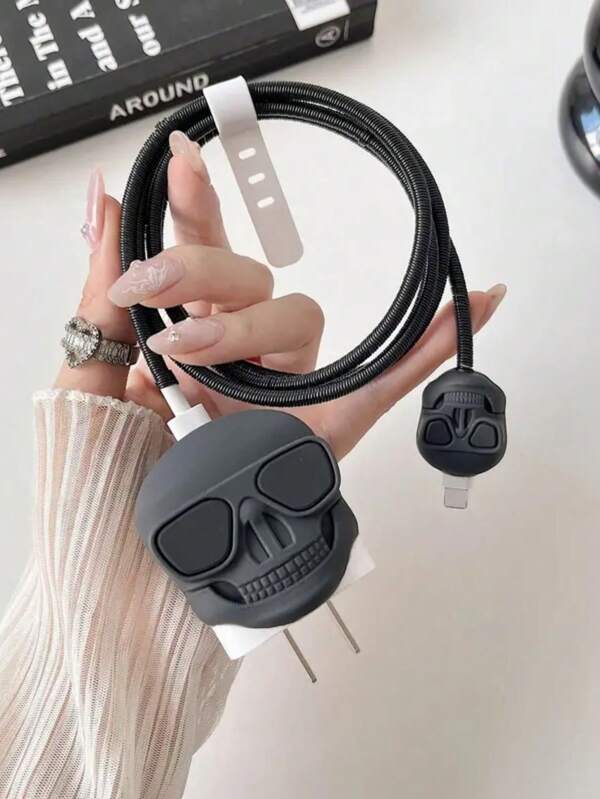 4pcs Skull Design Charger Protector Case Compatible With Iphone 11/12/13/14/15, 18W/20W Charger Adapter Protector Gift For Boyfriend/Girlfriend