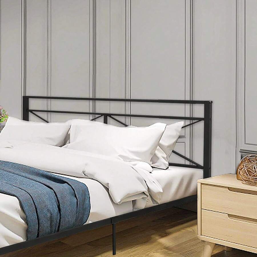 Queen Metal Bed Frame With 14 Slats, Ample UnderBed Storage Space And