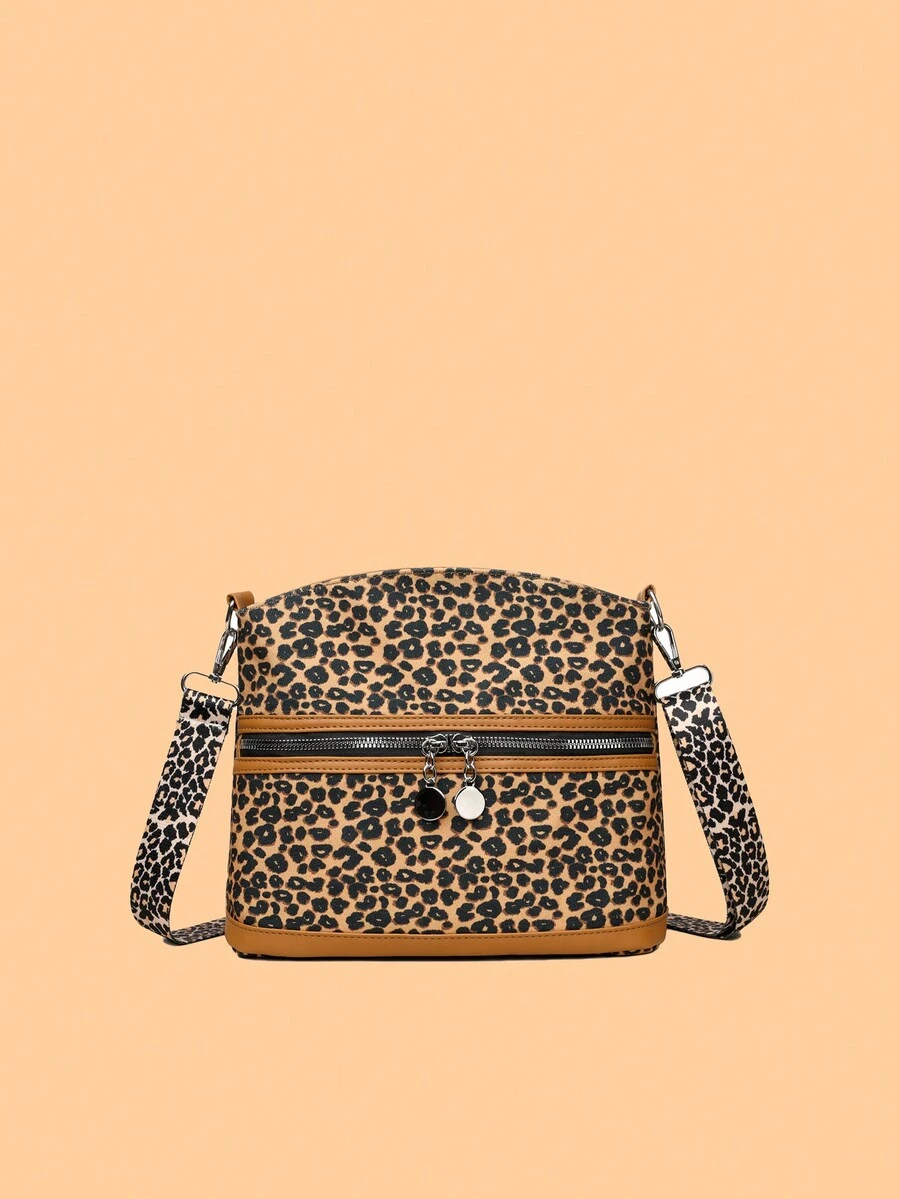 1 Túi đeo vai họa tiết da báo chống thấm nước thời trang và phổ biến dung tích lớn giải trí kinh doanh cao cấp cảm ứng khí quyển thoải mái cho trường học, công việc, mua sắm, vui chơi, du lịch quần áo phù hợp, làm quà tặng sinh nhật cho bạn bè và gia đình thích hợp cho phụ nữ vào mùa đông - Màu vàng - Xem 1