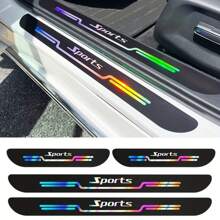 Colorful Laser-Cut Car Door Sill Protector Stickers - Anti-Scratch & Bump Decorative Strips For Enhanced Vehicle Appearance For VW Toyato - Multicolor - View 1