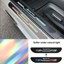 Colorful Laser-Cut Car Door Sill Protector Stickers - Anti-Scratch & Bump Decorative Strips For Enhanced Vehicle Appearance For VW Toyato - Multicolor - View 2