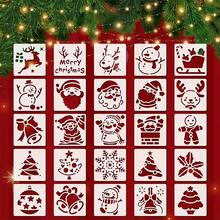 25 Khuôn nhựa vẽ Giáng sinh, Mẫu vẽ bằng nhựa tuần lộc ông già Noel, nghệ thuật thủ công DIY, Mẫu khuôn vẽ có thể tái sử dụng để trang trí cửa sổ, tranh vẽ trên tường gỗ - trắng - Xem 11