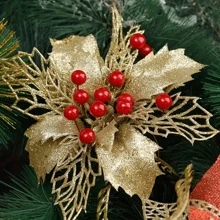 100 件人造树莓用于节日装饰，适用于情人节、复活节、圣诞节、新年、春节，模拟石榴花装饰品用于家庭、婚礼派对装饰 - 紅色 - 查看 7