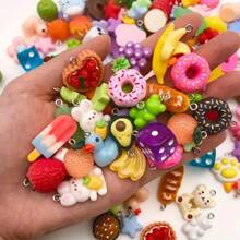 Mixed 10/20pcs Random Styles Colorful Resin Cute Imitation Animal Fruit Food Series Charms DIY Handmade Pendants For Necklace Bracelets Earrings Jewelry Making Findings