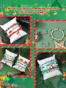 1 盒 24/15/10/4 槽圣诞礼物 DIY 套装（包括软粘土、米珠、圆珠、玻璃珠、CBB 垫片、合金吊坠、弹力绳）适用于 DIY 手链、项链、耳环、珠宝制作、圣诞礼物 - 彩色 - 查看 6