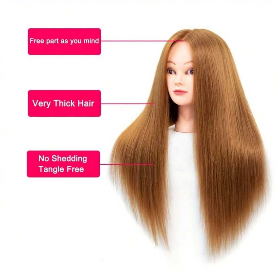23Inch Human Head Model With 75 Real Hair, Beauty Makeup Nail