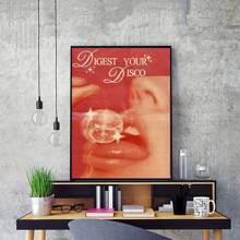 1 peça, pôster de tela de mulher com bola de discoteca vintage, arte luxuosa de bola de espelho, estética moderna e divertida, estilo nórdico, decoração de sala de casa, arte de parede, presente ideal para quarto, sala de estar, corredor, arte de parede, decoração de parede, sem moldura