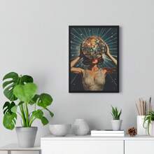 1 peça, pôster de tela de mulher com bola de discoteca vintage, arte luxuosa de bola de espelho, estética moderna e divertida, estilo nórdico, decoração de sala de casa, arte de parede, presente ideal para quarto, sala de estar, corredor, arte de parede, decoração de parede, sem moldura