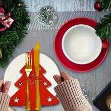 12 chiếc túi đựng thìa nĩa bằng nỉ mini hình cây thông Noel, đồ trang trí bàn tiệc Giáng sinh, đồ trang trí tiệc gia đình, - Nhiều màu - Xem 9