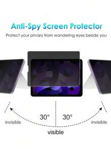 1pc Compatible With Ipad Screen Protector Multi-Angle Anti-Peep Film 2.5D Curved Edge Film Compatible With Ipad Air1/2 9.7 Inch 2017-2018 9.7 Inch Ipad 7th 8th 9th 10.2 Inch Air4/5 10.9 Inch Pro11 Inch Ipad 10th 2022 New 10.9 Inch, Bringing You Better Privacy Protection - Privacy Protection - View 6