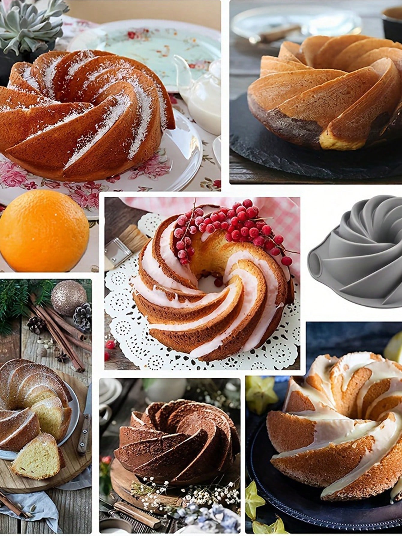 قالب كيك بأنبوبة مموجة قديم ذو قطع خاصة ، أداة خبز...